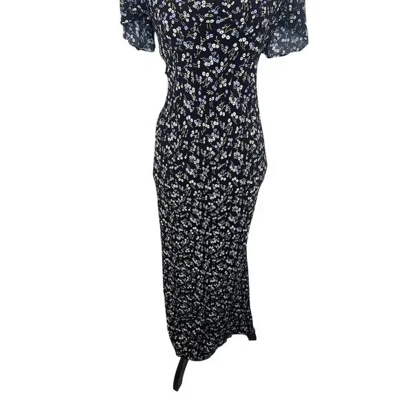 NWOT MADEWELL SEAMED FLUTTER SLEEVE NAVY FLORAL COTTAGE CORE MAXI DRESS SIZE 2 - Picture 4 of 8